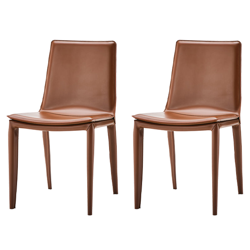 Ensemble de chaises en cuir au design contemporain, chaises de salle à manger à dossier solide (Ensemble de 2)