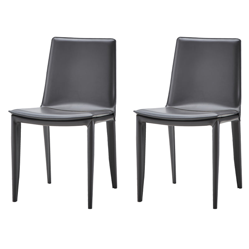 Ensemble de chaises en cuir au design contemporain, chaises de salle à manger à dossier solide (Ensemble de 2)