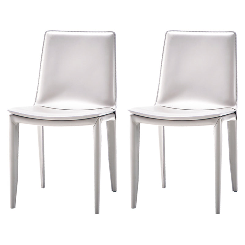 Ensemble de chaises en cuir au design contemporain, chaises de salle à manger à dossier solide (Ensemble de 2)