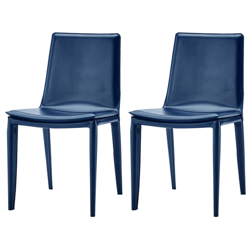 Ensemble de chaises en cuir au design contemporain, chaises de salle à manger à dossier solide (Ensemble de 2)