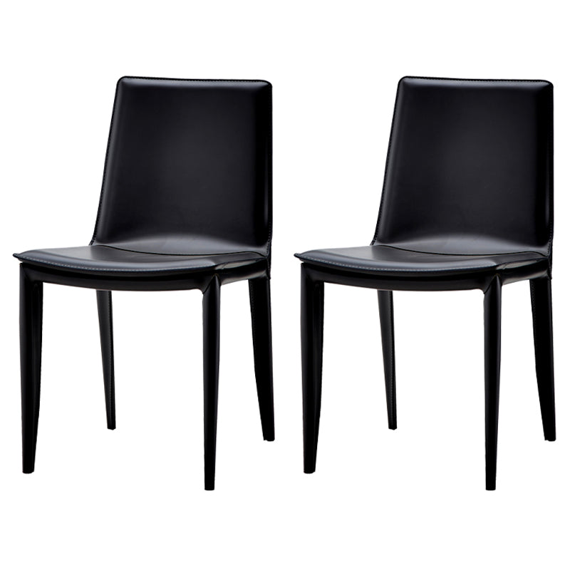 Ensemble de chaises en cuir au design contemporain, chaises de salle à manger à dossier solide (Ensemble de 2)