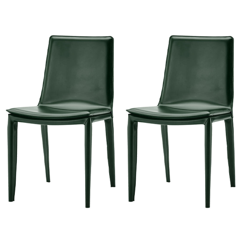 Ensemble de chaises en cuir au design contemporain, chaises de salle à manger à dossier solide (Ensemble de 2)
