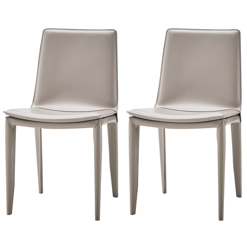 Ensemble de chaises en cuir au design contemporain, chaises de salle à manger à dossier solide (Ensemble de 2)