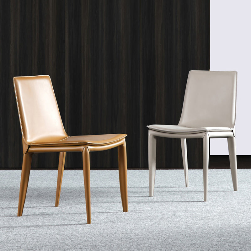 Ensemble de chaises en cuir au design contemporain, chaises de salle à manger à dossier solide (Ensemble de 2)