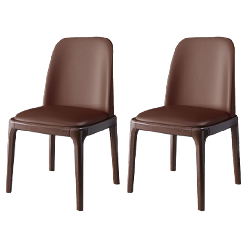 Juego de sillas escandinavas de madera de caucho, silla de comedor lateral con respaldo macizo (juego de 2)