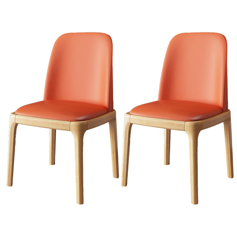 Juego de sillas escandinavas de madera de caucho, silla de comedor lateral con respaldo macizo (juego de 2)