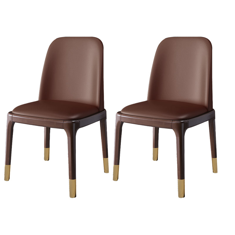 Juego de sillas escandinavas de madera de caucho, silla de comedor lateral con respaldo macizo (juego de 2)