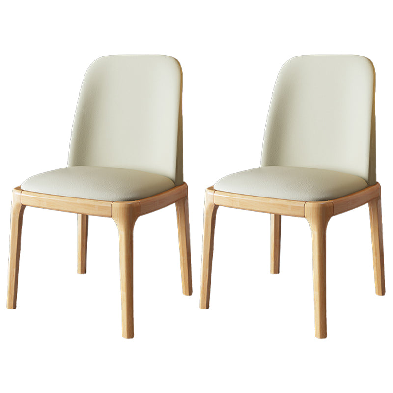 Juego de sillas escandinavas de madera de caucho, silla de comedor lateral con respaldo macizo (juego de 2)