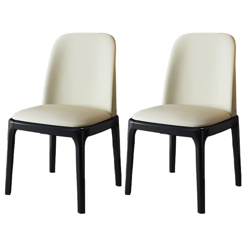 Juego de sillas escandinavas de madera de caucho, silla de comedor lateral con respaldo macizo (juego de 2)