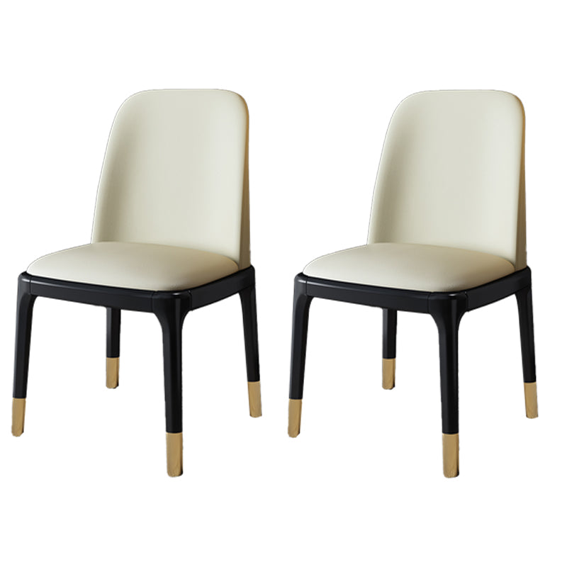 Juego de sillas escandinavas de madera de caucho, silla de comedor lateral con respaldo macizo (juego de 2)