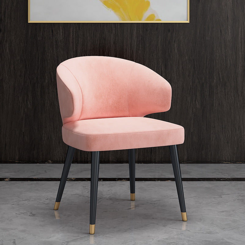 Fauteuils de salle à manger en métal nordique, chaise latérale de salle à manger en velours pour Restaurant