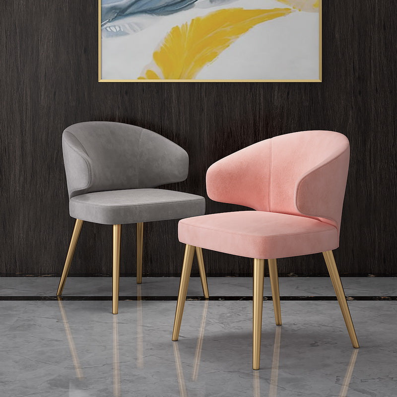 Fauteuils de salle à manger en métal nordique, chaise latérale de salle à manger en velours pour Restaurant