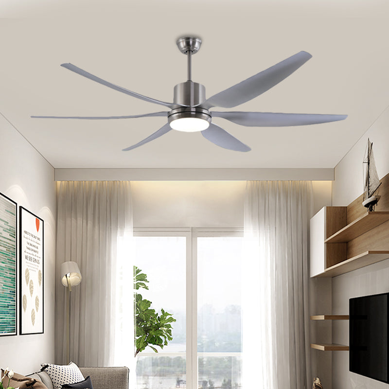 Nickel Plafond Round Lampe à la lampe métallique moderne LED Semi Flush Flush Lightture avec 6 lames grises, 66 "W