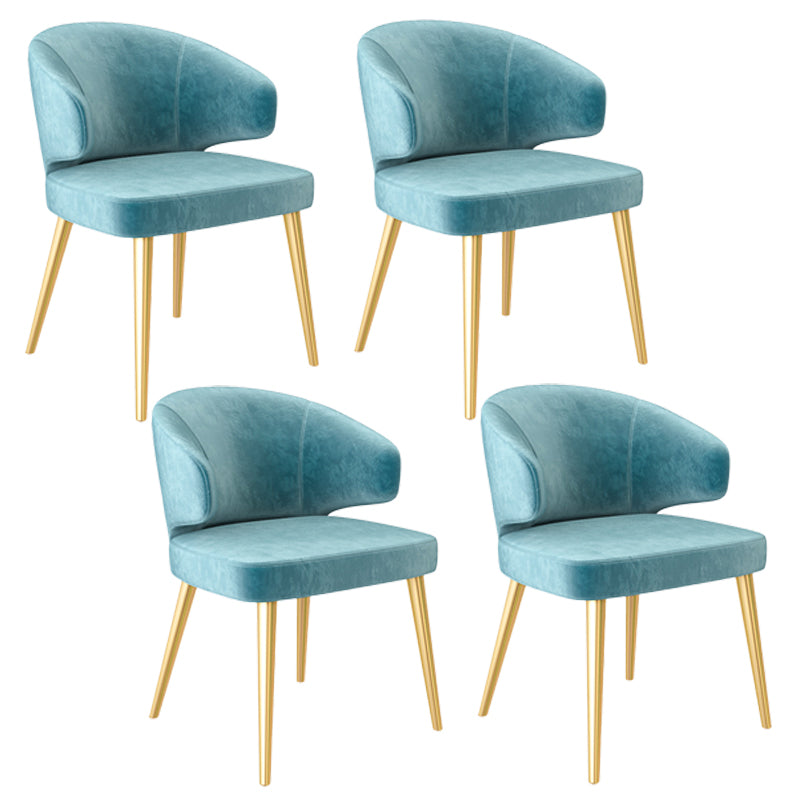 Fauteuils de salle à manger en métal nordique, chaise latérale de salle à manger en velours pour Restaurant