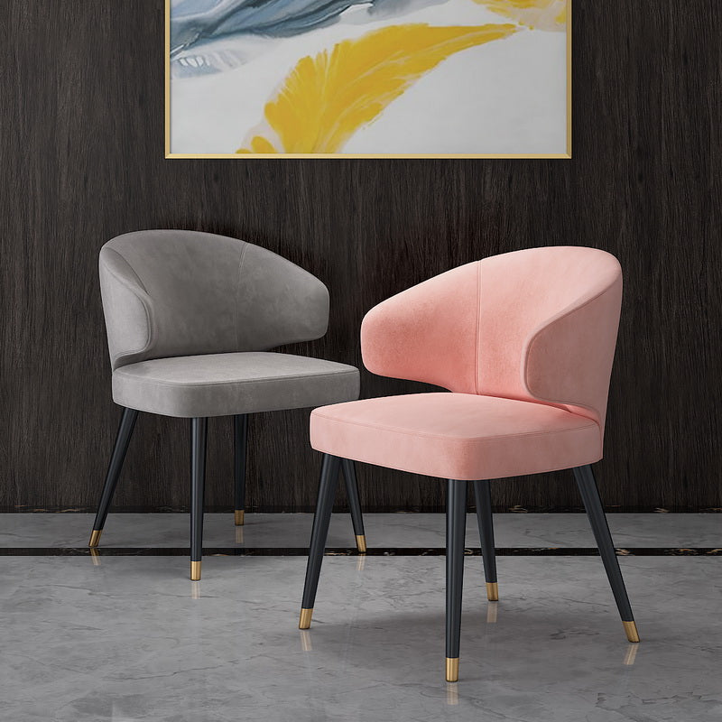 Fauteuils de salle à manger en métal nordique, chaise latérale de salle à manger en velours pour Restaurant