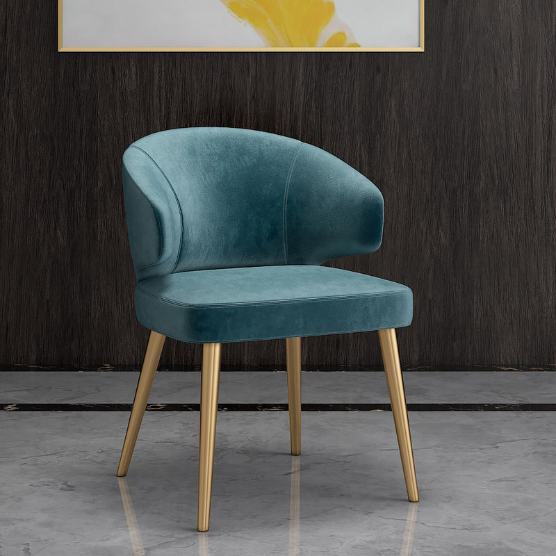 Fauteuils de salle à manger en métal nordique, chaise latérale de salle à manger en velours pour Restaurant