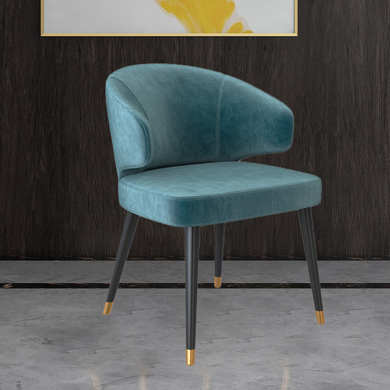 Fauteuils de salle à manger en métal nordique, chaise latérale de salle à manger en velours pour Restaurant