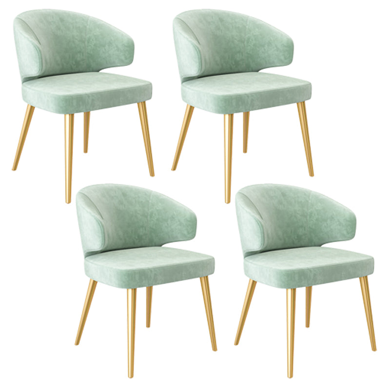Fauteuils de salle à manger en métal nordique, chaise latérale de salle à manger en velours pour Restaurant