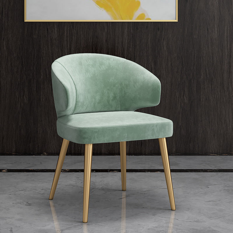Fauteuils de salle à manger en métal nordique, chaise latérale de salle à manger en velours pour Restaurant