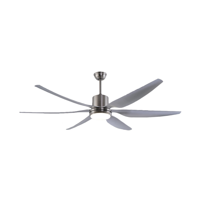 Lámpara de ventilador de techo redondo de níquel LED METALME METALIC LED Semi Flush Lights con 6 cuchillas grises, 66 "W