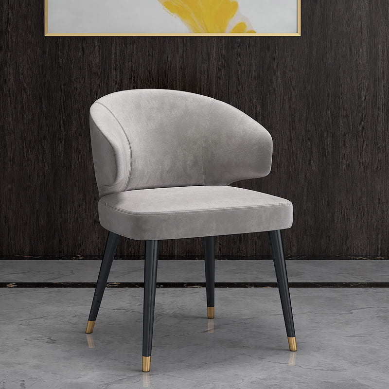 Fauteuils de salle à manger en métal nordique, chaise latérale de salle à manger en velours pour Restaurant