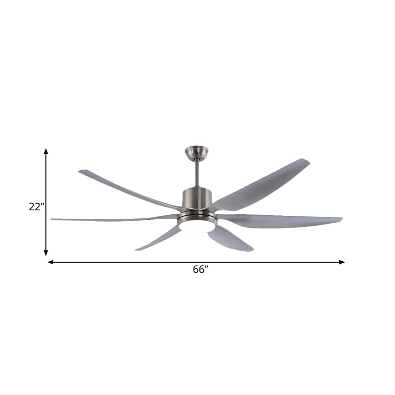 Nickel Plafond Round Lampe à la lampe métallique moderne LED Semi Flush Flush Lightture avec 6 lames grises, 66 "W