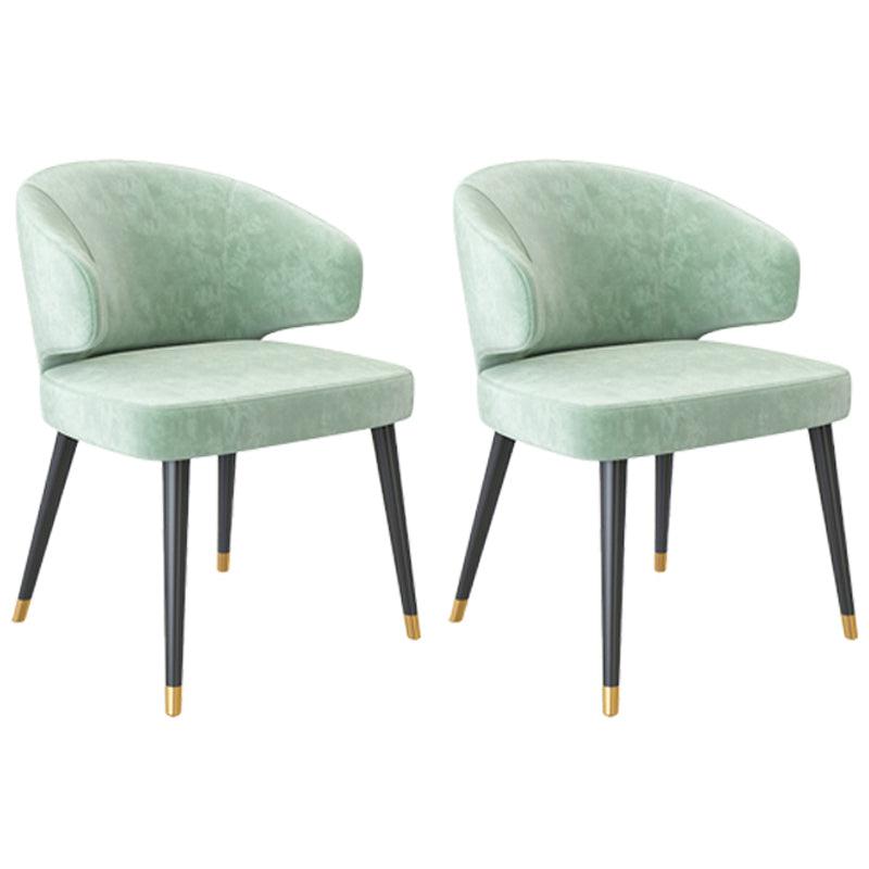 Fauteuils de salle à manger en métal nordique, chaise latérale de salle à manger en velours pour Restaurant