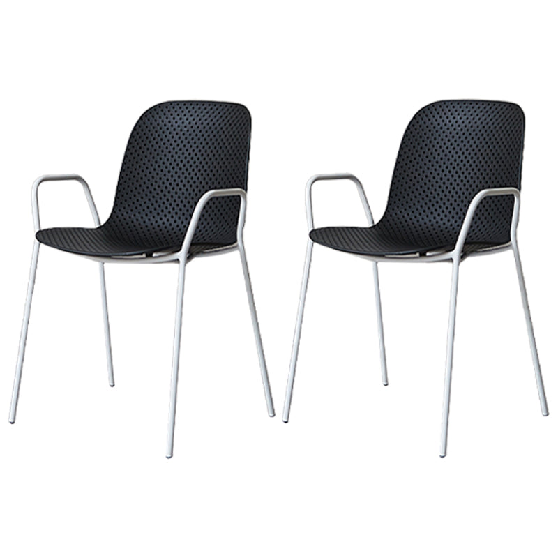 Chaises de salle à manger en plastique de cuisine de style industriel, fauteuils empilables avec pieds en métal