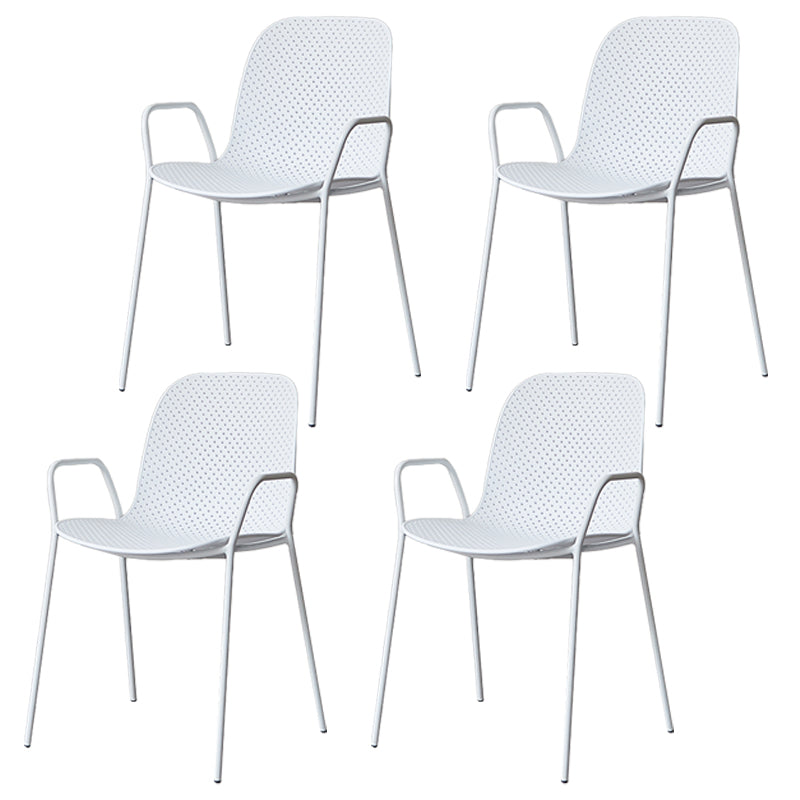 Sillas de comedor de plástico de cocina de estilo industrial que cenan sillones apilables con patas de metal
