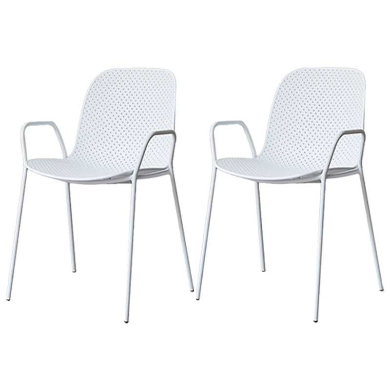 Sillas de comedor de plástico de cocina de estilo industrial que cenan sillones apilables con patas de metal