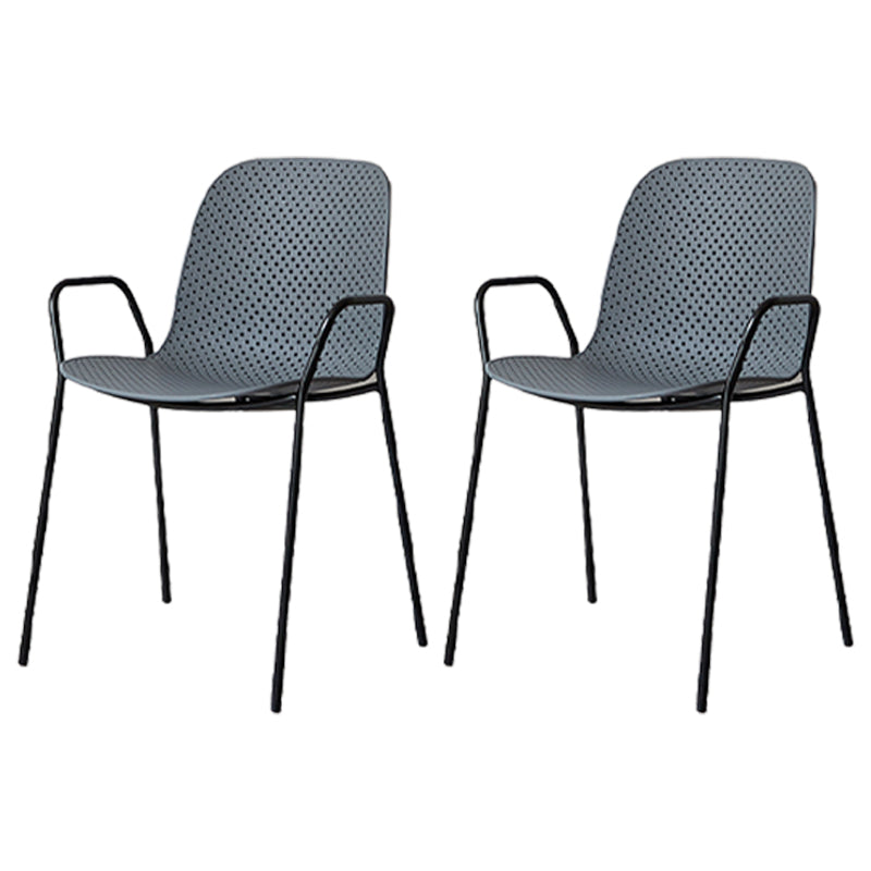 Sillas de comedor de plástico de cocina de estilo industrial que cenan sillones apilables con patas de metal