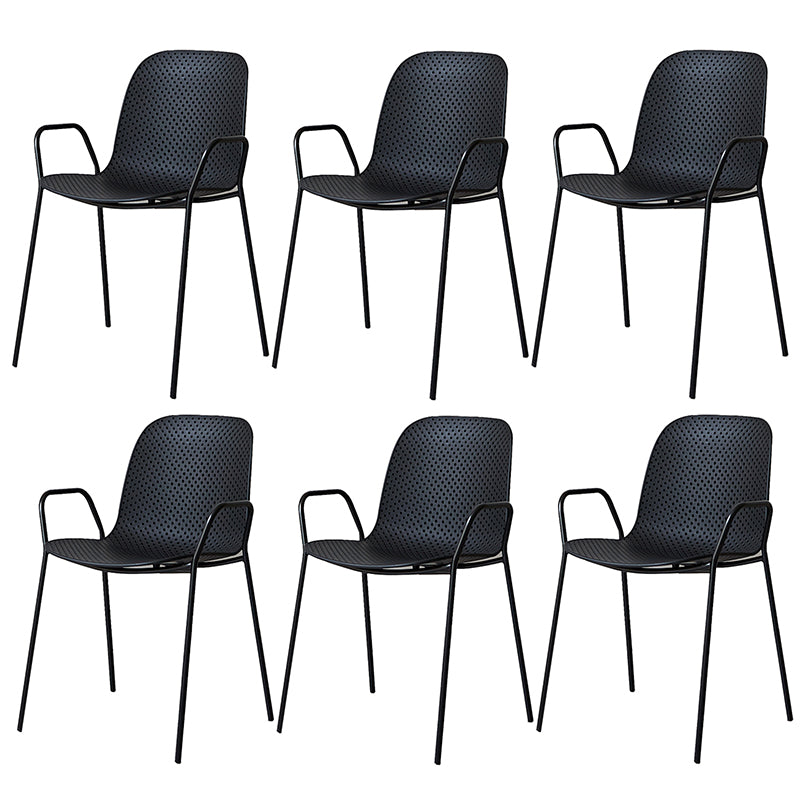 Sillas de comedor de plástico de cocina de estilo industrial que cenan sillones apilables con patas de metal