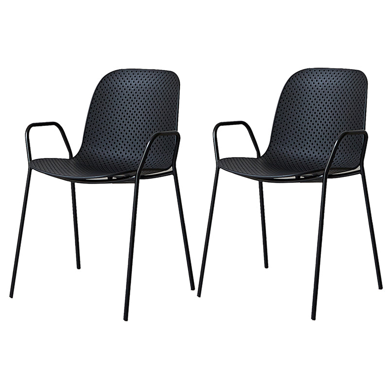 Chaises de salle à manger en plastique de cuisine de style industriel, fauteuils empilables avec pieds en métal