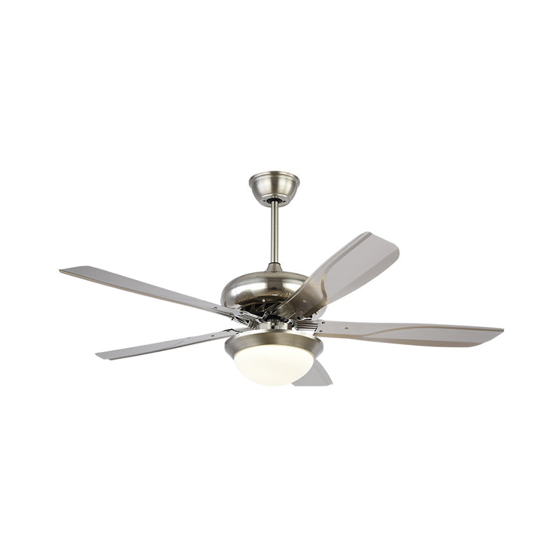 4 cuchillas grises del ventilador de sala de estar de la sala de estar de metal moderno de 50 "de ancho lámpara de plateado de plateado de led de ancho montado en el rubor