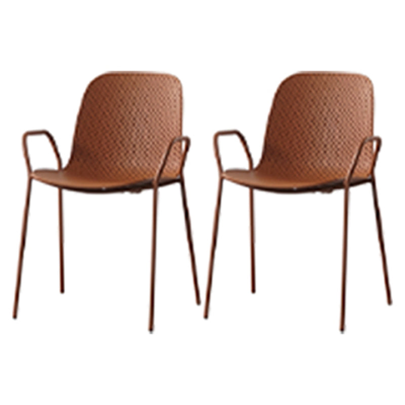 Sillas de comedor de plástico de cocina de estilo industrial que cenan sillones apilables con patas de metal