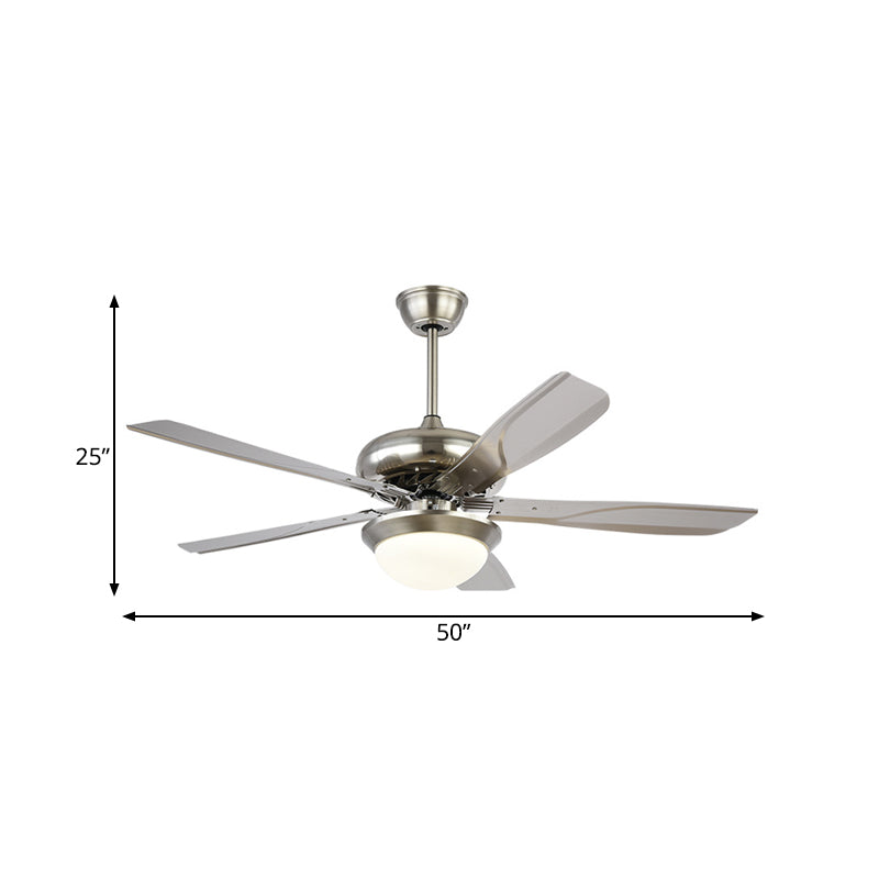 4 cuchillas grises del ventilador de sala de estar de la sala de estar de metal moderno de 50 "de ancho lámpara de plateado de plateado de led de ancho montado en el rubor
