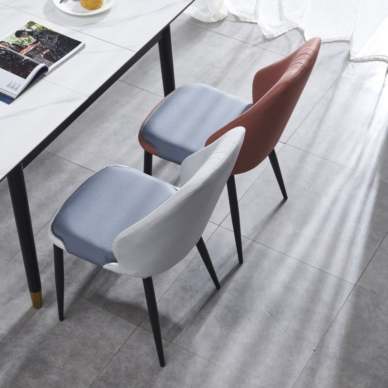 Juego de sillas de metal de estilo moderno, silla auxiliar con respaldo sólido para cocina y comedor (juego de 4)