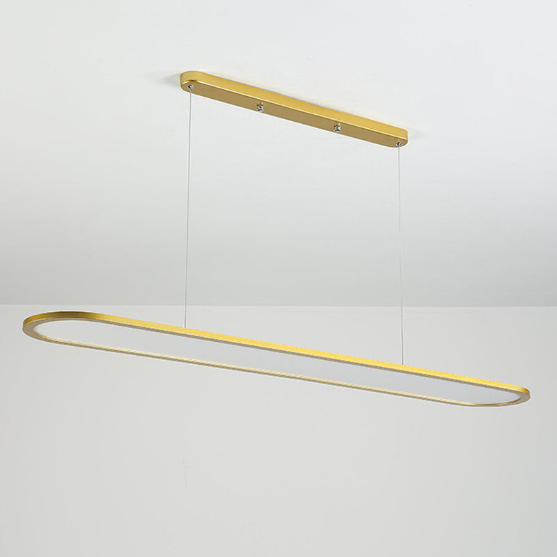 Oval Simplicity Island Pendant Minimalist Dining Room Metal LED 1-Light Island Light