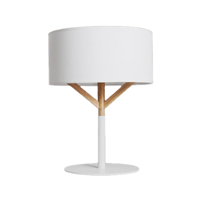 Straight Sided Shade Table Lamp Modernist Fabric 1 Bulb Reading Book Light in White