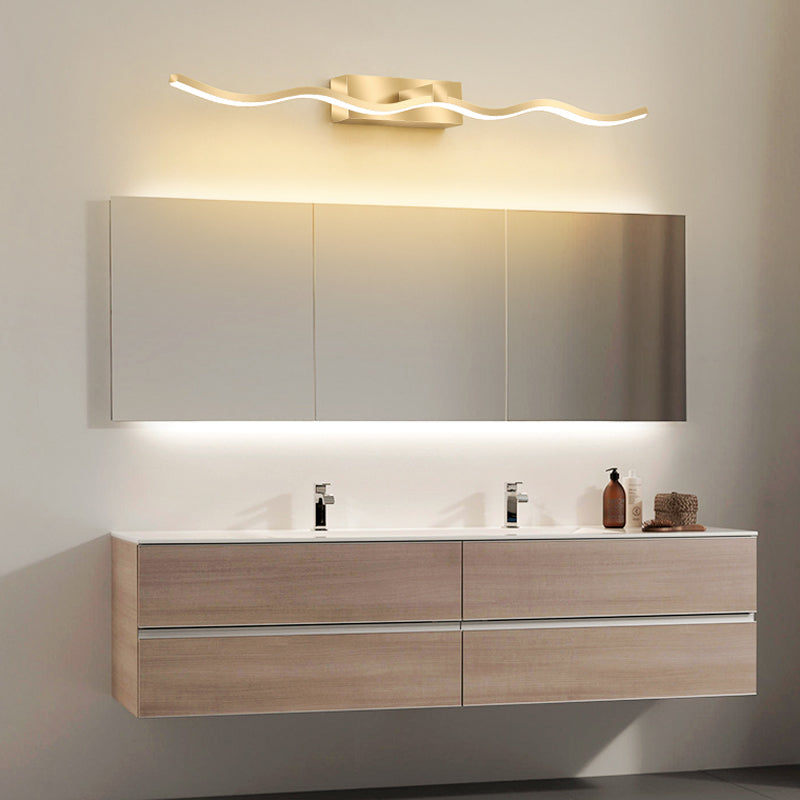 Lámpara moderna de lámpara de espejo simple lámpara de espejo de maquillaje ondulado led para baño de baño