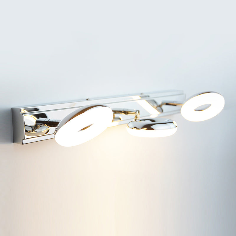 Lámpara de espejo simple moderno lámpara de espejo de acero inoxidable de acero inoxidable luz de espejo de maquillaje ajustable para baño