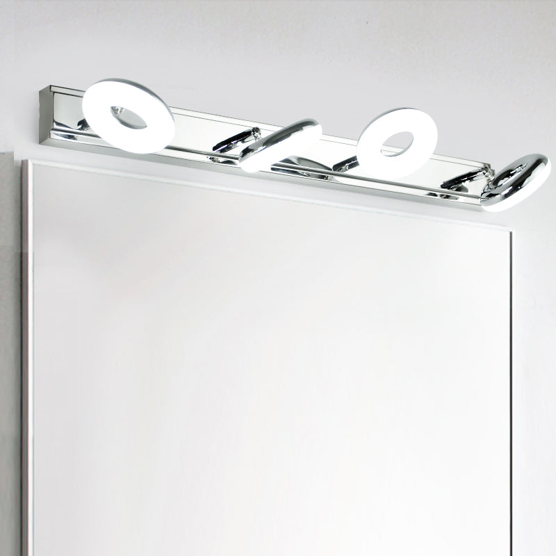 Lámpara de espejo simple moderno lámpara de espejo de acero inoxidable de acero inoxidable luz de espejo de maquillaje ajustable para baño