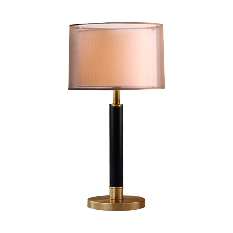 Modernism Drum Task Lighting Fabric 1 Bulb Small Desk Lamp in Gold for Living Room