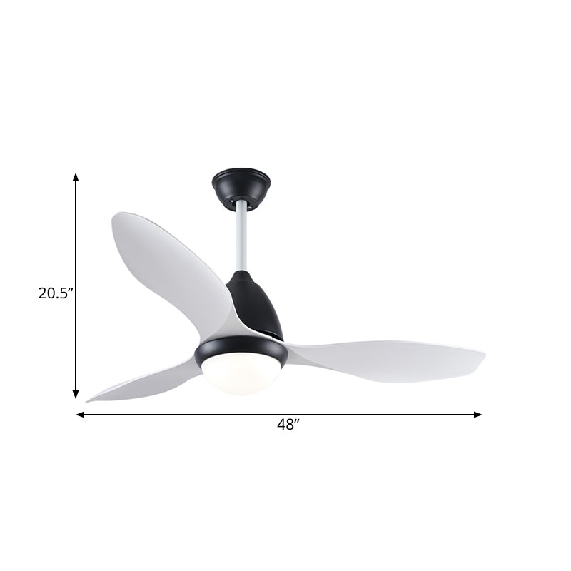 Black Dome Semi Flush Mount Modern Metallic LED Costa colgante Luz con 3 cuchillas blancas, 48 ​​"de ancho