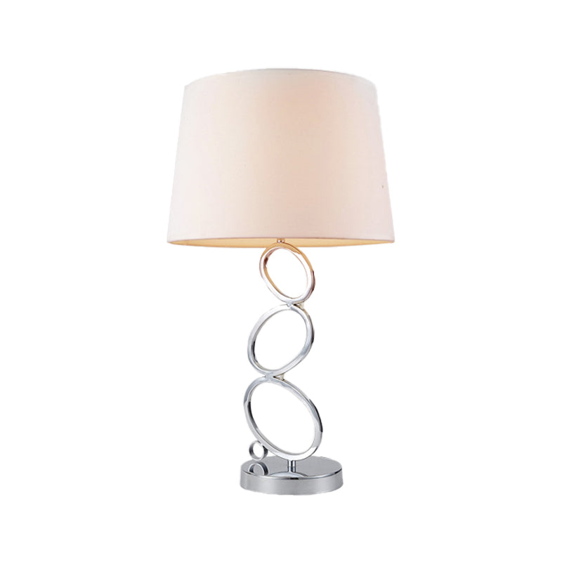Stof vat bureau licht modern 1 lamp witte taaklamp met ronde zilveren metalen basis