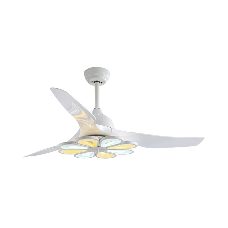 Acryl weiß/schwarzer Halbflusher Blume zeitgenössische 52 "W LED -Pendellefüelventilator Licht für Wohnzimmer, 3 Klingen