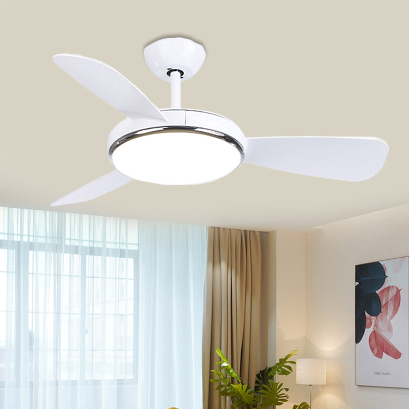 42 "W LED ACRYLIC ACRYLIC Ventilador Modernista Modernista Redonda Redonda Sala de estar Semi Flush Lámpara con 3 cuchillas