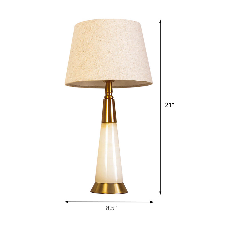 Lampada da lettura contemporanea a 1 testa, lampada da lettura svasata bianca con paralume in tessuto