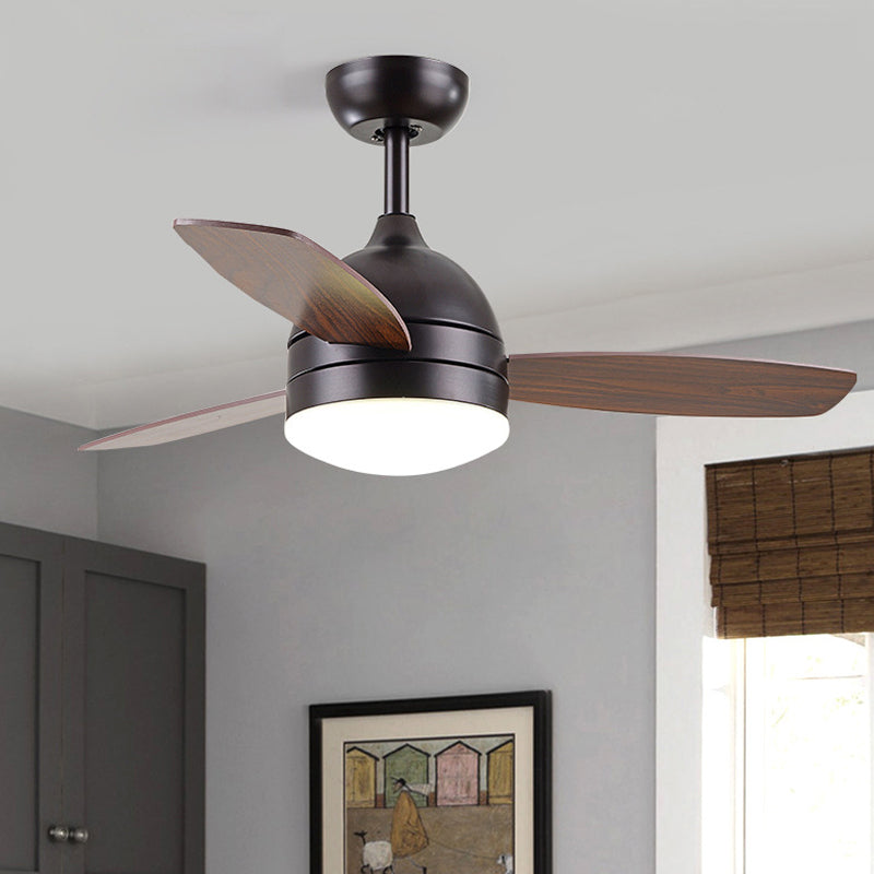 Weiß/schwarze LED Hanging Lüfter leichte modernistische Metallic Dome Semi Flush Mounted Lampe mit 3 Holzklingen, 42 "W.