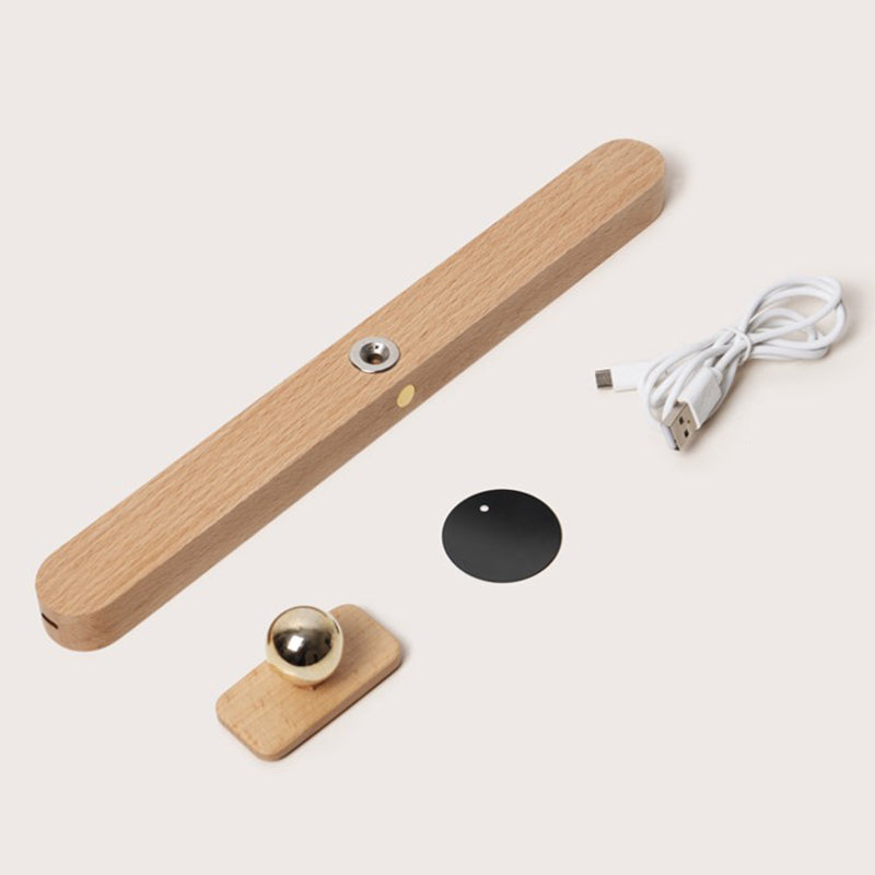 USB Rechargeable Bar Shaped Wall Lamp Modern Wooden Bathroom LED Wall Light Fixture